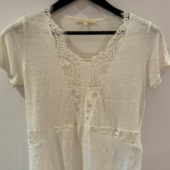 MAJE - Linen lace light breezy short sleeve t-shirt - Picture 1 of 5
